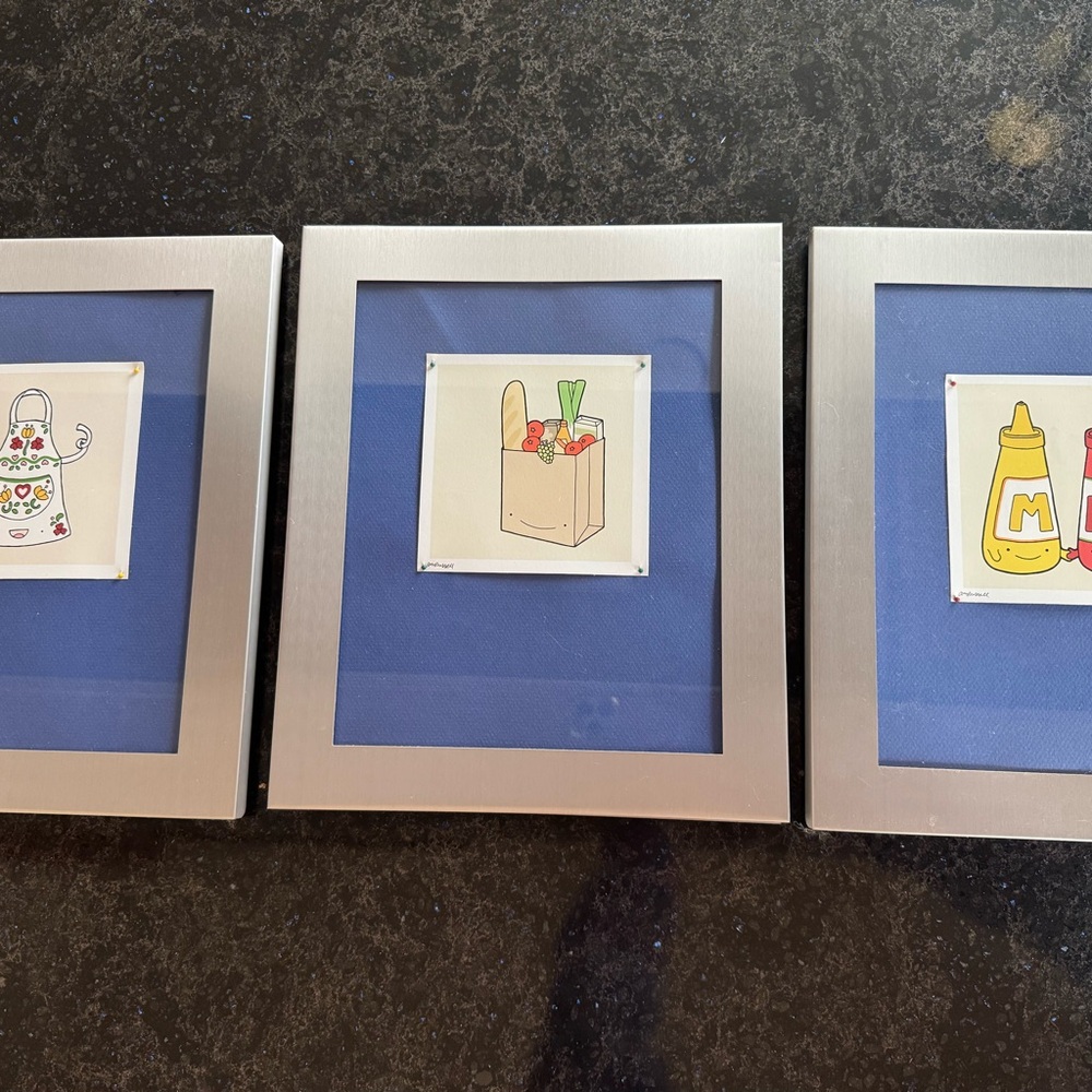 Set of Three Framed Kitchen Art Prints 8x10